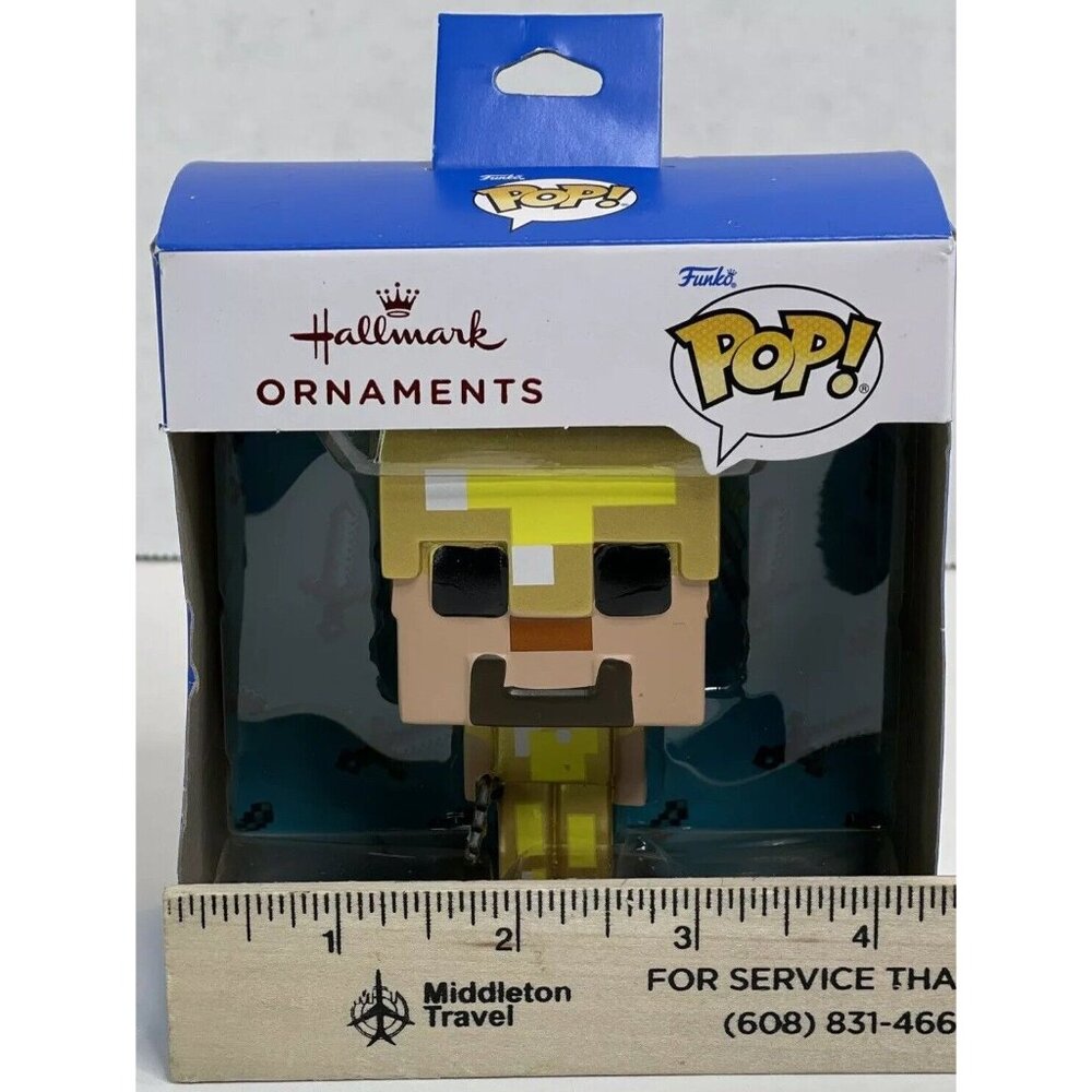 Funko POP! Minecraft ~ Steve Gold Armor ~ Hallmark Christmas Ornament Unopened - Picture 7 of 8